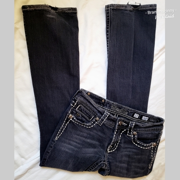 Miss Me Denim - Miss Me Dark Wash Bootcut Embellished Ripped Jeans